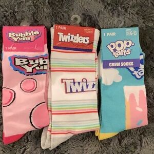 Bubble Yum, Twizzlers, and Pop-Tarts Crew Socks Set